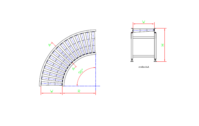 Free Roller Conveyor — machine structure drawing