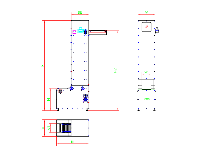 Vertical Conveyor — machine structure drawing