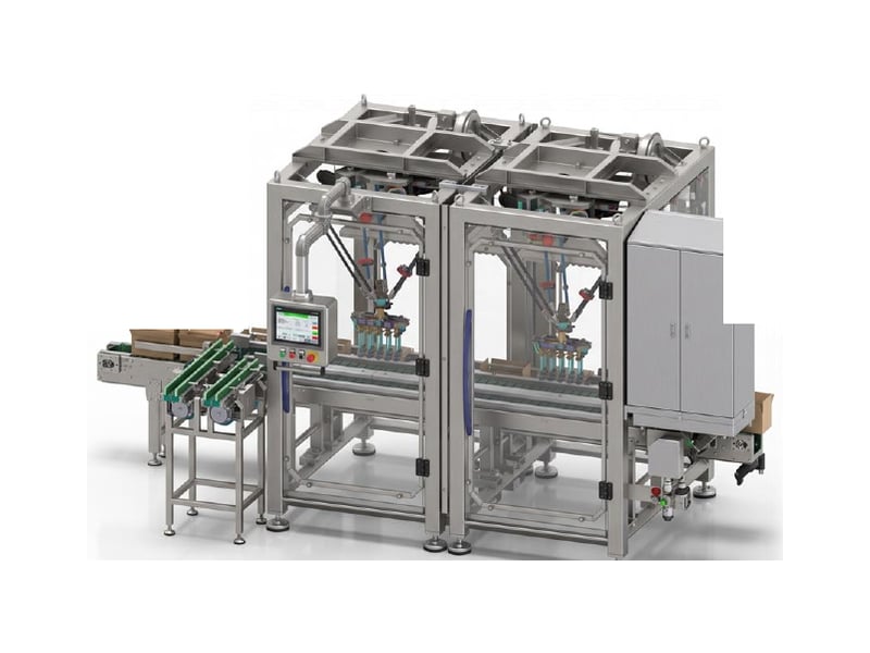Pick & Place Case Packer — Dual Delta Robot 4-Axis
